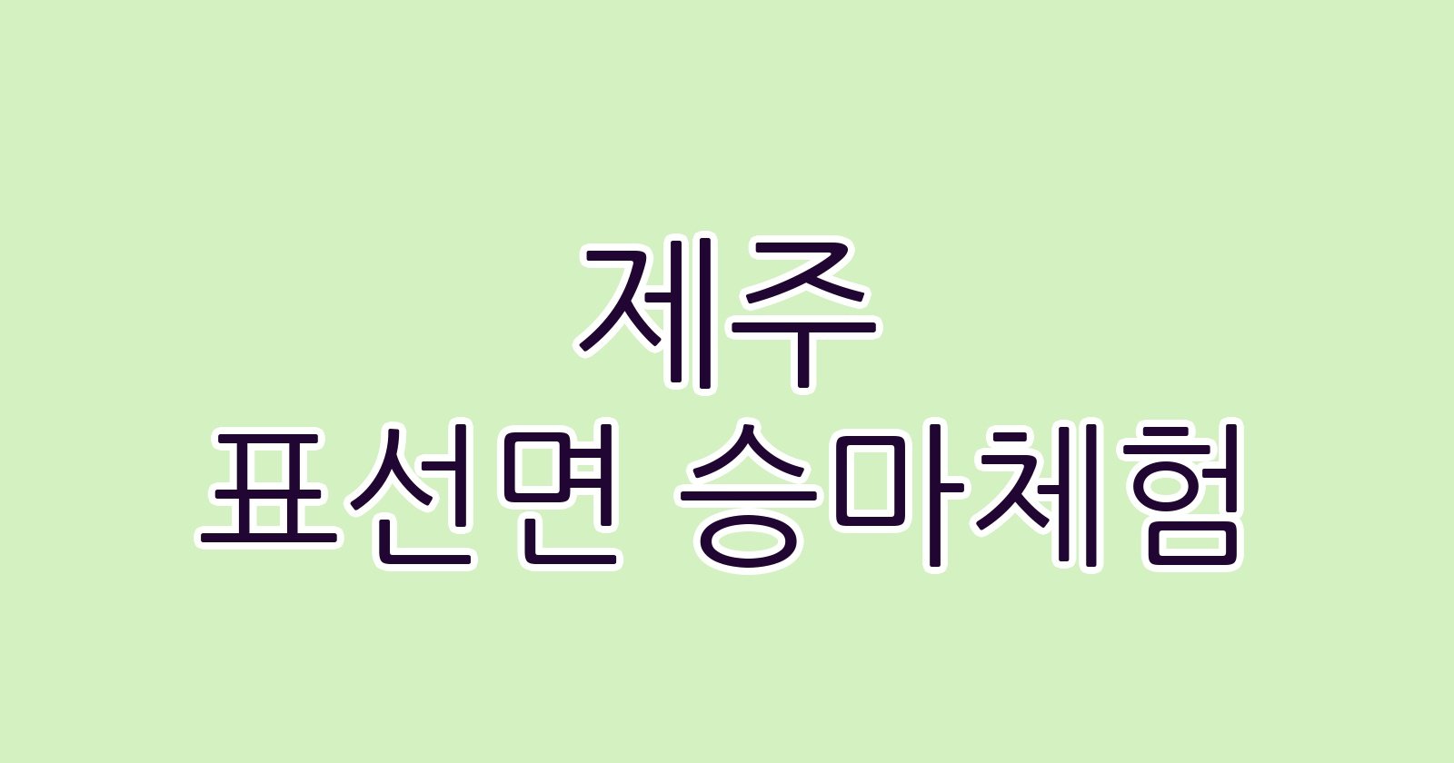 제주 표선면 승마체험